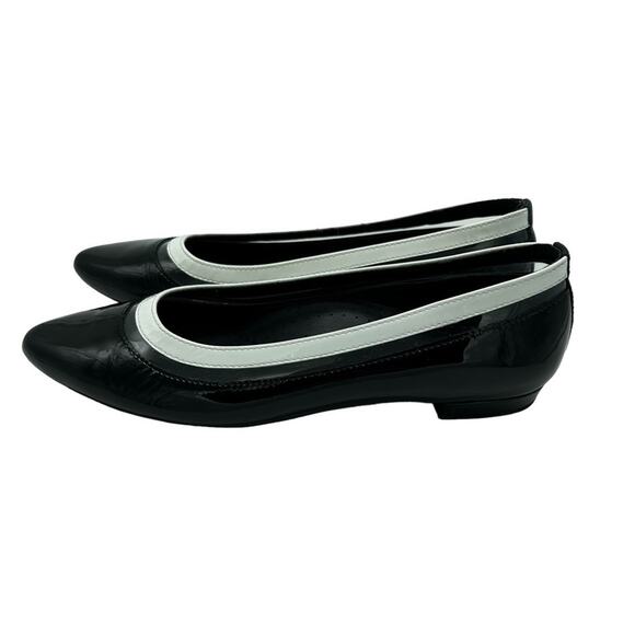 Vaneli Germain Flats Womens Size 7 Black White Clear Patent Vinyl Minimalist - Picture 2 of 6